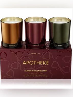 APOTHEKE Harvest Petite Candle Trio - Cherry, Pumpkin, & Juniper (New In Box)